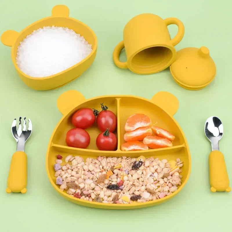 Couverts Bébé Cartoon – Silicone & Inox